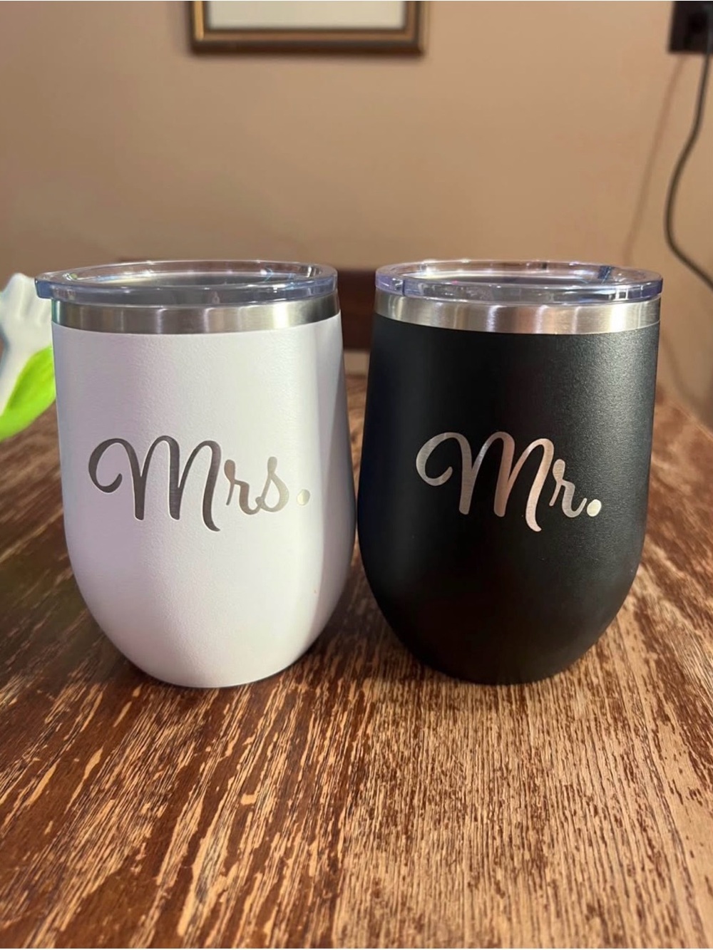 Mr. & Mrs. Insulated Stemless Tumblers - Black & White